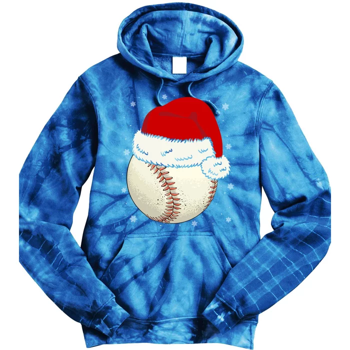 Christmas Baseball Ball Santa Hat Xmas Catcher Pitcher Funny Gift Tie Dye Hoodie