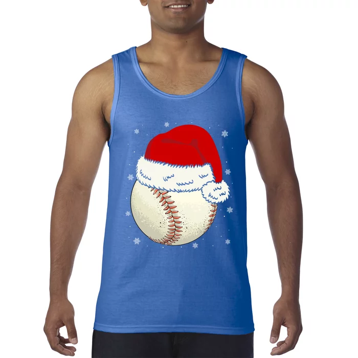 Christmas Baseball Ball Santa Hat Xmas Catcher Pitcher Funny Gift Tank Top