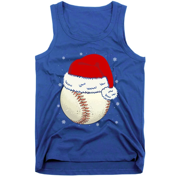 Christmas Baseball Ball Santa Hat Xmas Catcher Pitcher Funny Gift Tank Top