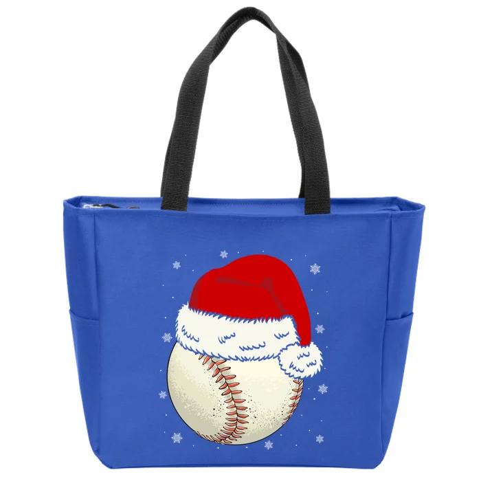 Christmas Baseball Ball Santa Hat Xmas Catcher Pitcher Funny Gift Zip Tote Bag