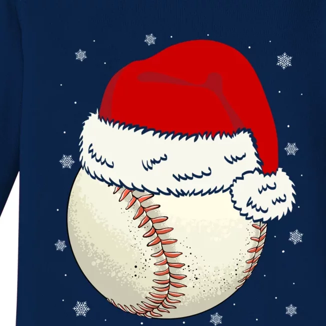 Christmas Baseball Ball Santa Hat Xmas Catcher Pitcher Funny Gift Baby Long Sleeve Bodysuit