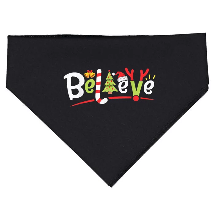 Christmas Believe Boy Girls Santa Hat Xmas Tree Antlers USA-Made Doggie Bandana