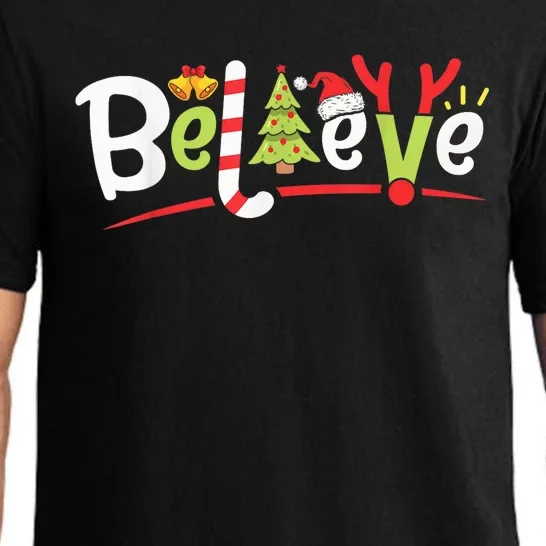 Christmas Believe Boy Girls Santa Hat Xmas Tree Antlers Pajama Set