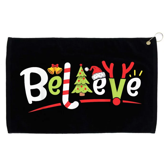 Christmas Believe Boy Girls Santa Hat Xmas Tree Antlers Grommeted Golf Towel