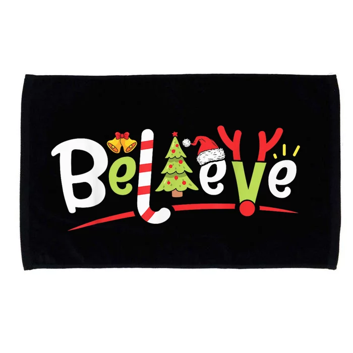 Christmas Believe Boy Girls Santa Hat Xmas Tree Antlers Microfiber Hand Towel