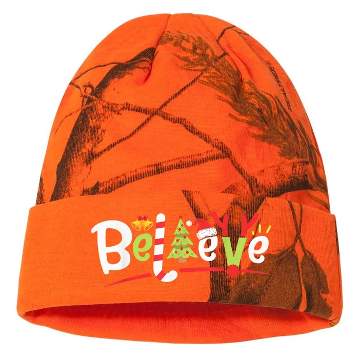 Christmas Believe Boy Girls Santa Hat Xmas Tree Antlers Kati - 12in Camo Beanie