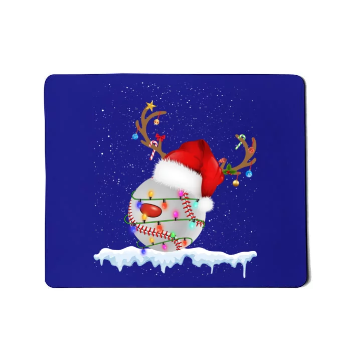 Christmas Baseball Ball Santa Hat Xmas Catcher Pitcher Gift Mousepad