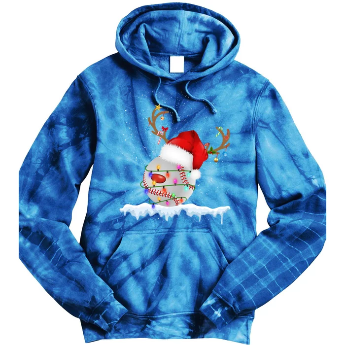 Christmas Baseball Ball Santa Hat Xmas Catcher Pitcher Gift Tie Dye Hoodie