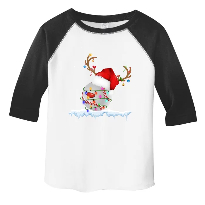 Christmas Baseball Ball Santa Hat Xmas Catcher Pitcher Gift Toddler Fine Jersey T-Shirt