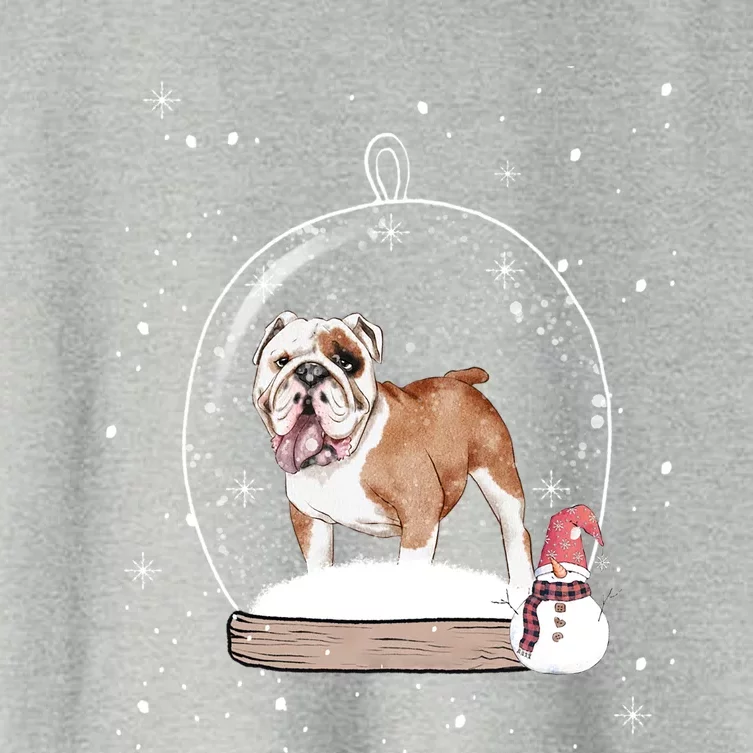 Christmas British Bulldog Dog Snow Globe Pajama Great Gift Women's Crop Top Tee