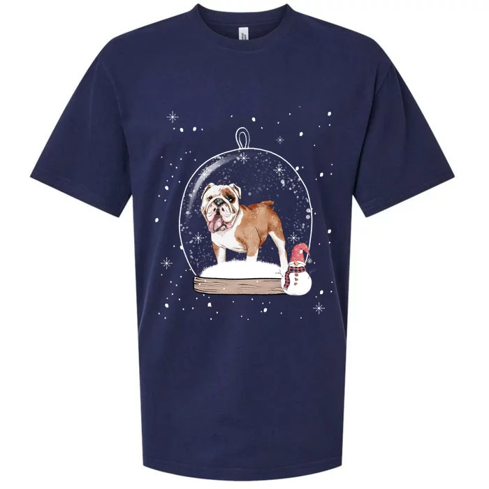 Christmas British Bulldog Dog Snow Globe Pajama Great Gift Sueded Cloud Jersey T-Shirt