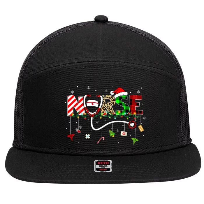 Christmas Boo Boo Crew Reindeer Nurse Buffalo Plaid Nurse 7 Panel Mesh Trucker Snapback Hat