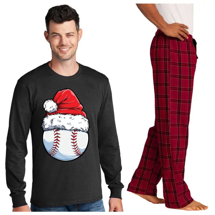 Christmas Baseball Ball Santa Hat Xmas Boys Catcher Pitcher Funny Gift Long Sleeve Pajama Set