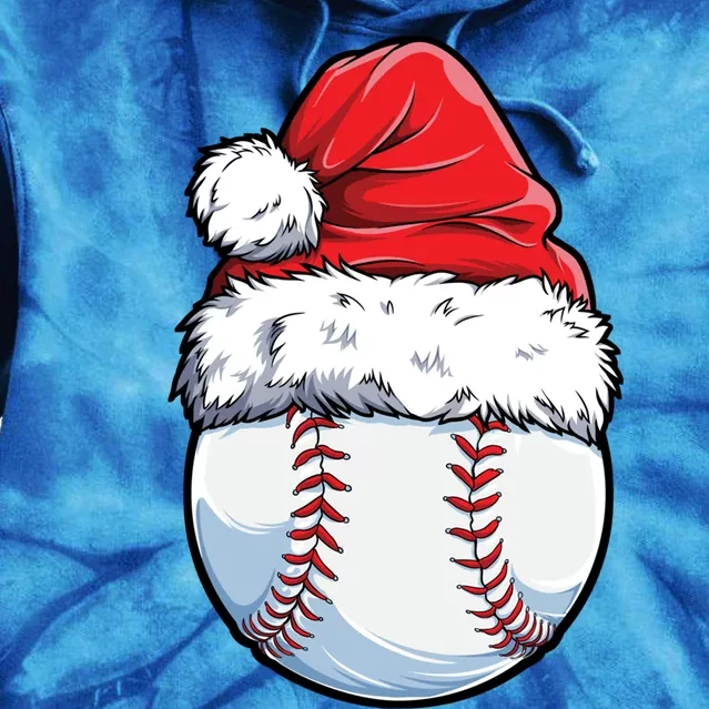 Christmas Baseball Ball Santa Hat Xmas Boys Catcher Pitcher Funny Gift Tie Dye Hoodie