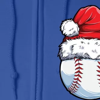 Christmas Baseball Ball Santa Hat Xmas Boys Catcher Pitcher Funny Gift Full Zip Hoodie