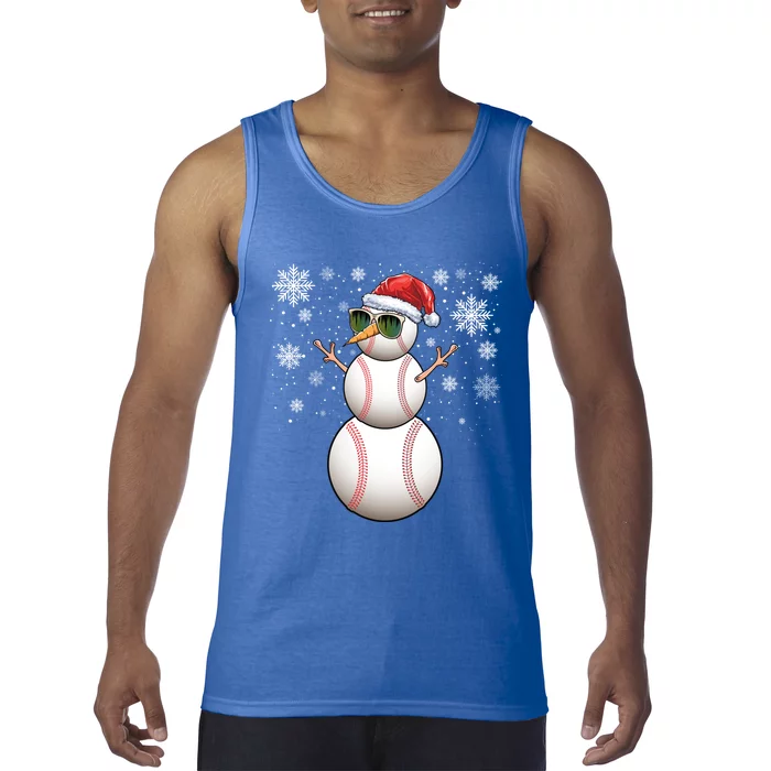 Christmas Baseball Ball Santa Snow Catcher Pitcher Gift Tank Top