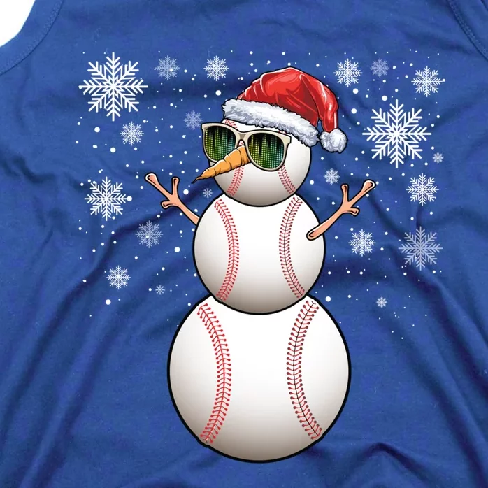 Christmas Baseball Ball Santa Snow Catcher Pitcher Gift Tank Top