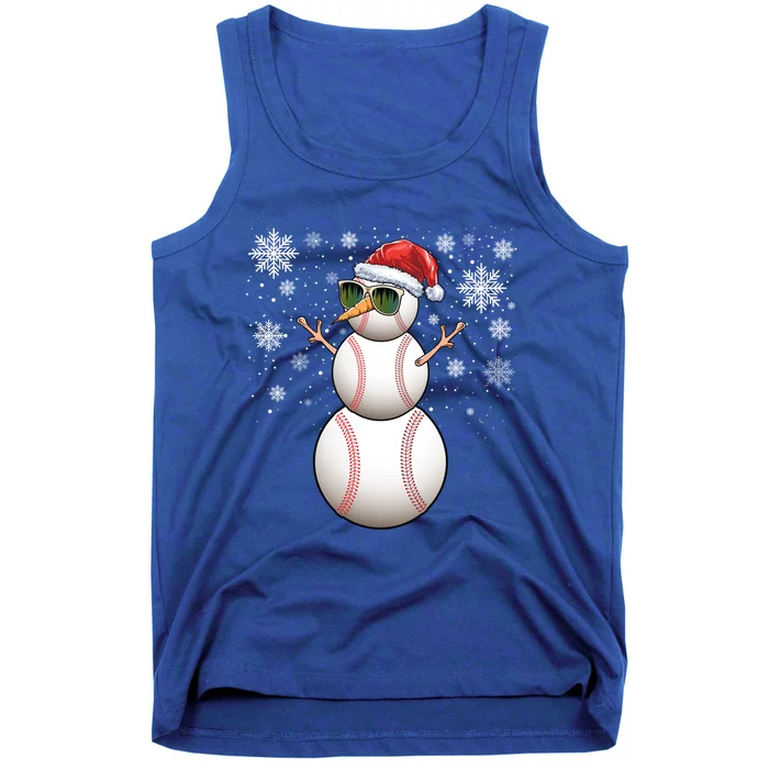 Christmas Baseball Ball Santa Snow Catcher Pitcher Gift Tank Top