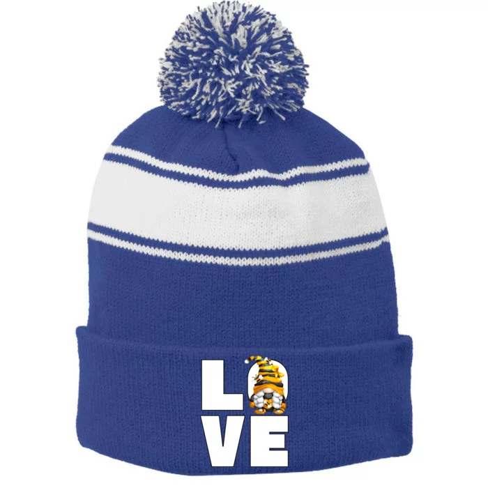 Cute Bumble Bee Mom Funny Love Honey Bee Gnome Gift Stripe Pom Pom Beanie