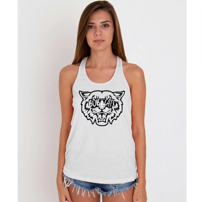 Cool Bobcat Bobcats Sunglasses Animal Lover Women's Knotted Racerback Tank