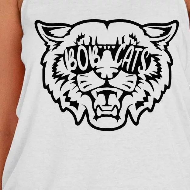 Cool Bobcat Bobcats Sunglasses Animal Lover Women's Knotted Racerback Tank