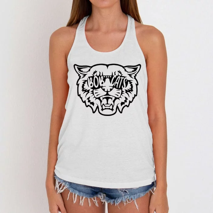 Cool Bobcat Bobcats Sunglasses Animal Lover Women's Knotted Racerback Tank