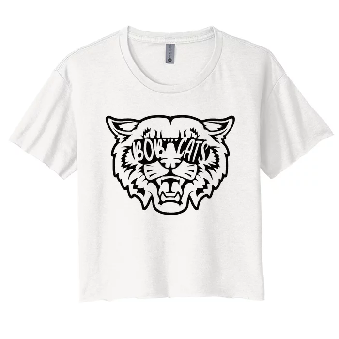 Cool Bobcat Bobcats Sunglasses Animal Lover Women's Crop Top Tee