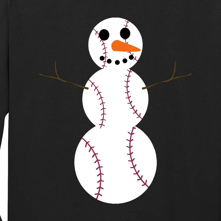 Christmas Baseball Ball Snowman Funny Sport Xmas Boys Tall Long Sleeve T-Shirt