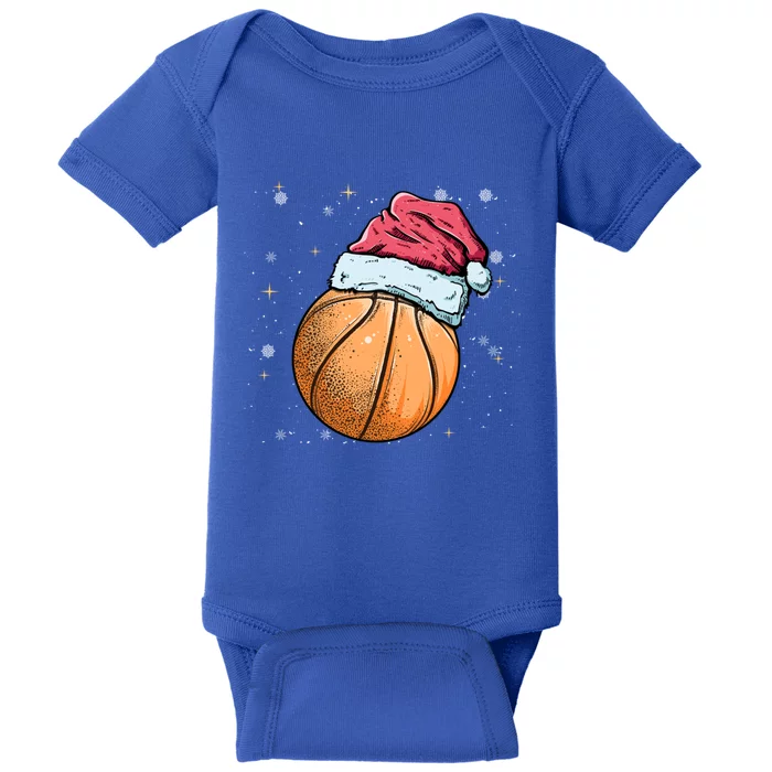 Christmas Basketball Ball Santa Hat Funny Xmas Sport Meaningful Gift Baby Bodysuit