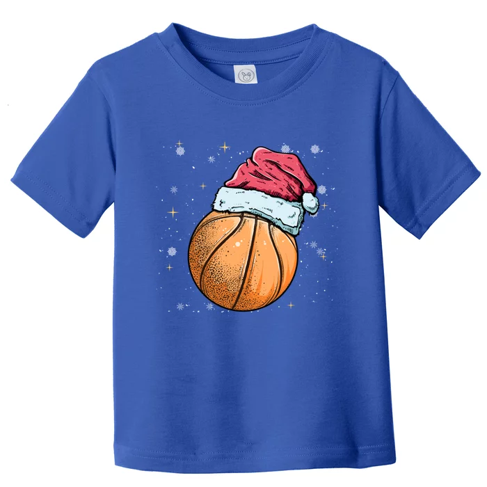 Christmas Basketball Ball Santa Hat Funny Xmas Sport Meaningful Gift Toddler T-Shirt