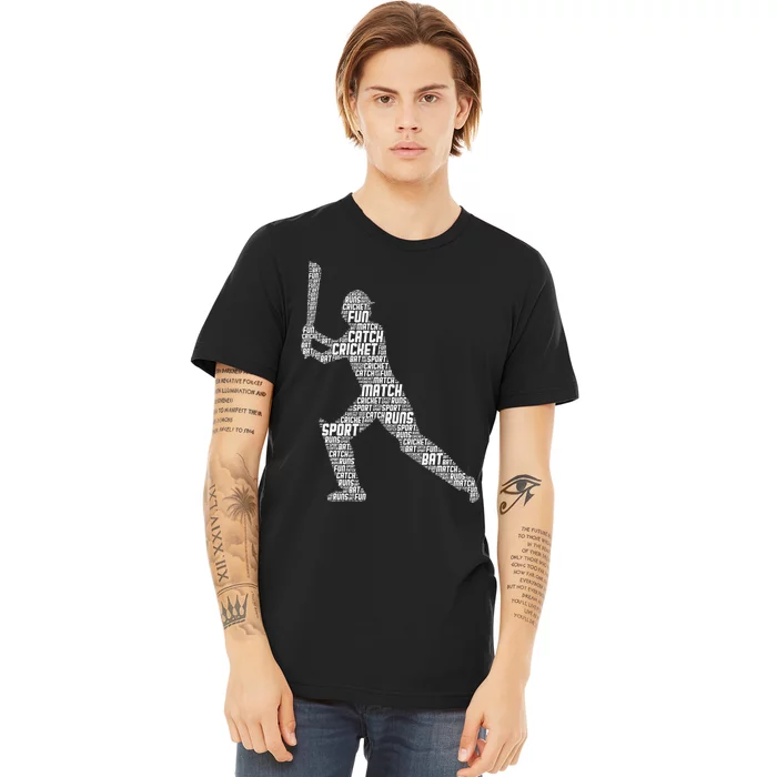 Cricket Ball Bat Stumps Bowled Out Cricketers Bowler Vintage Premium T-Shirt