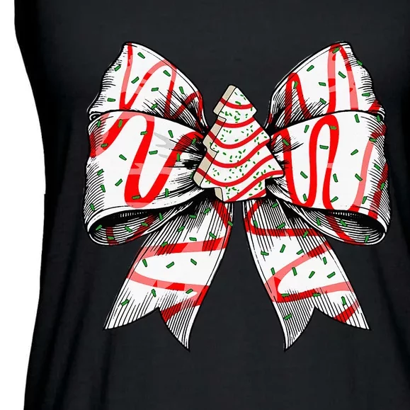 Coquette Bow Christmas Tree Cake Christmas Vibes Ladies Essential Flowy Tank