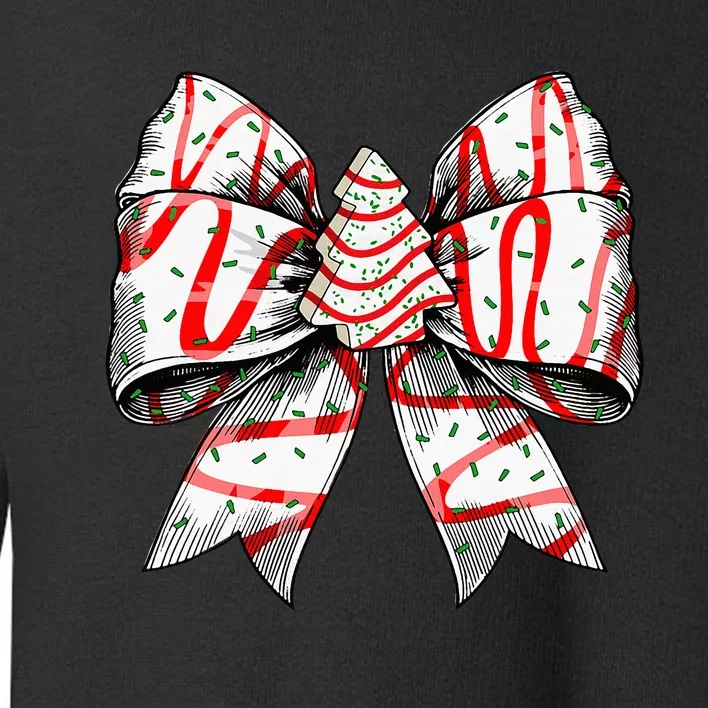 Coquette Bow Christmas Tree Cake Christmas Vibes Toddler Sweatshirt