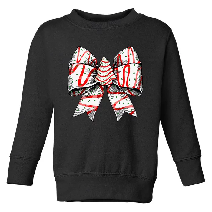 Coquette Bow Christmas Tree Cake Christmas Vibes Toddler Sweatshirt