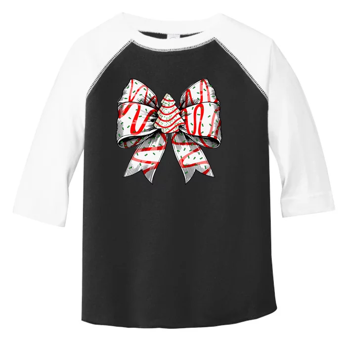 Coquette Bow Christmas Tree Cake Christmas Vibes Toddler Fine Jersey T-Shirt