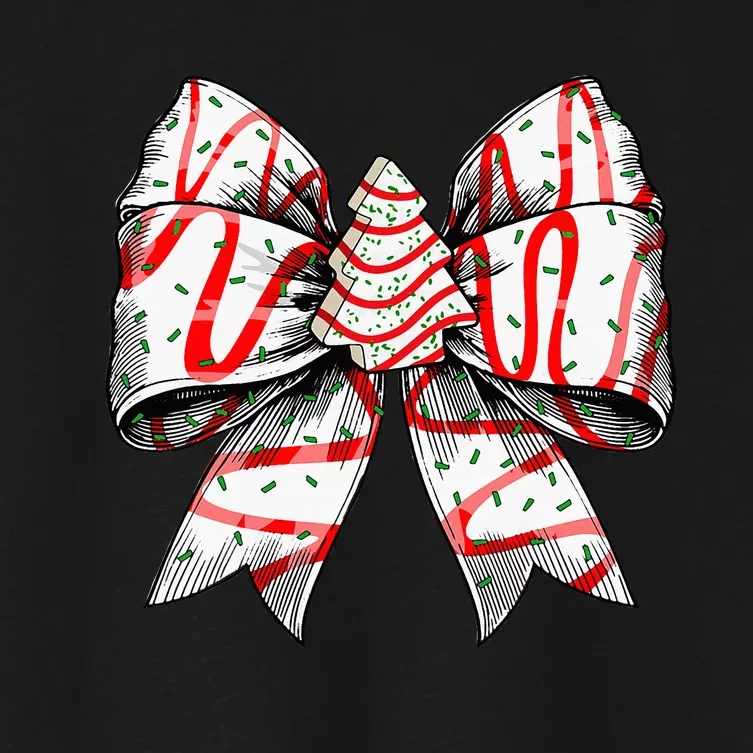 Coquette Bow Christmas Tree Cake Christmas Vibes Women's Crop Top Tee