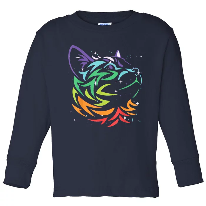 Cat Beautiful Colors For Cat Lovers Cute Cat Toddler Long Sleeve Shirt