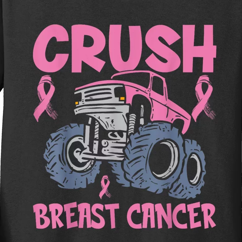 Crush Breast Cancer Awareness Truck pink Wo  Boy Kids Long Sleeve Shirt