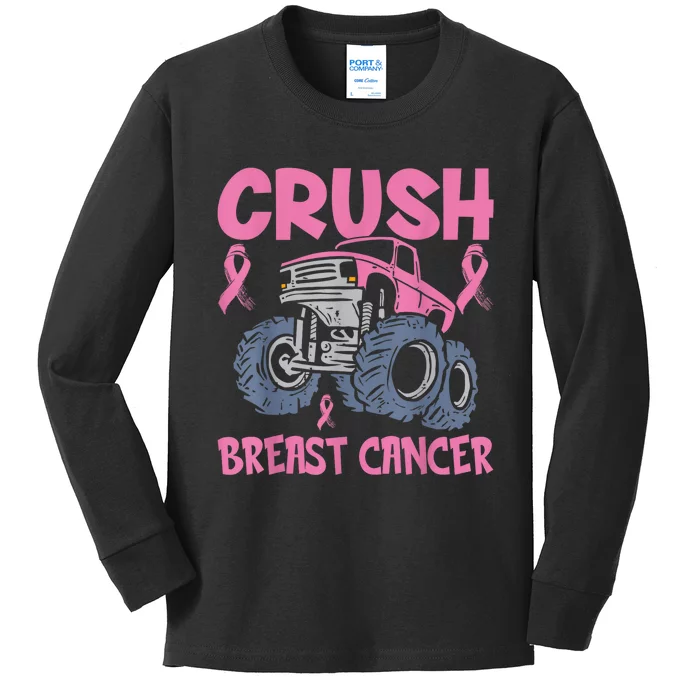 Crush Breast Cancer Awareness Truck pink Wo  Boy Kids Long Sleeve Shirt