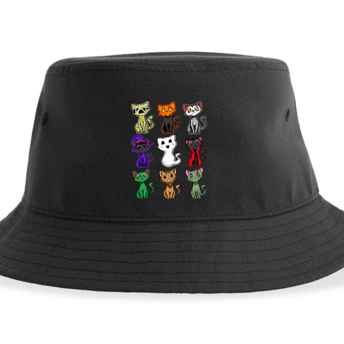 Cute Black Cat Lover Halloween Funny Costume Cat Mom Novelty Sustainable Bucket Hat