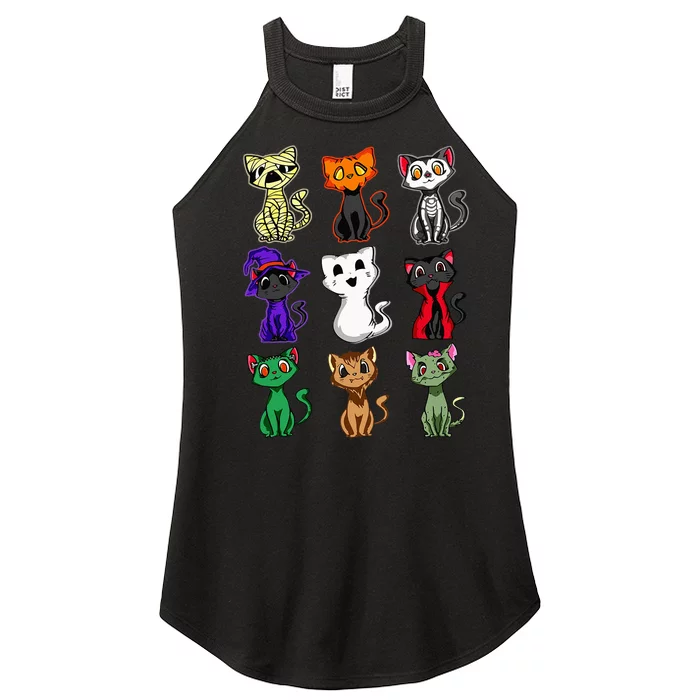 Cute Black Cat Lover Halloween Funny Costume Cat Mom Novelty Women’s Perfect Tri Rocker Tank