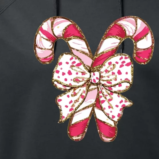 Christmas Bow Candy Cane Performance Fleece Hoodie