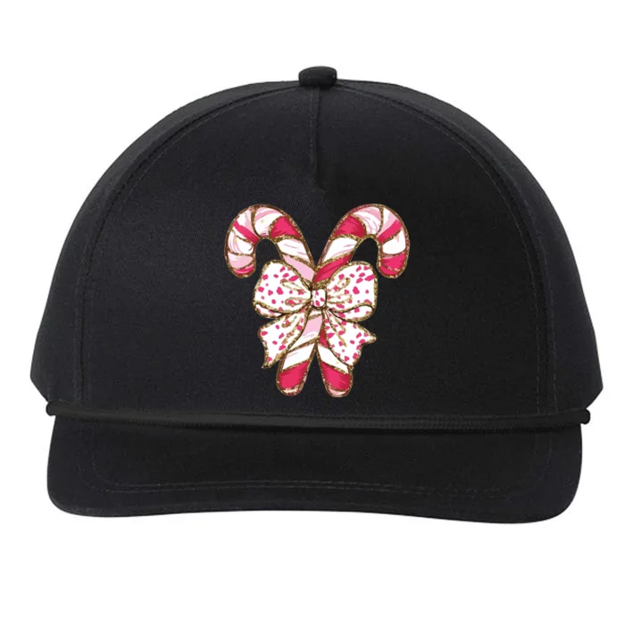 Christmas Bow Candy Cane Snapback Five-Panel Rope Hat