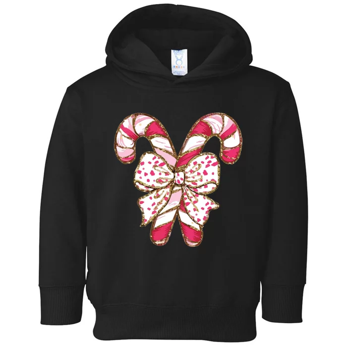 Christmas Bow Candy Cane Toddler Hoodie