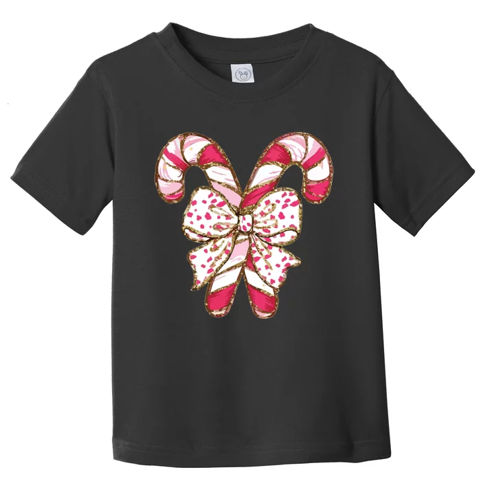 Christmas Bow Candy Cane Toddler T-Shirt