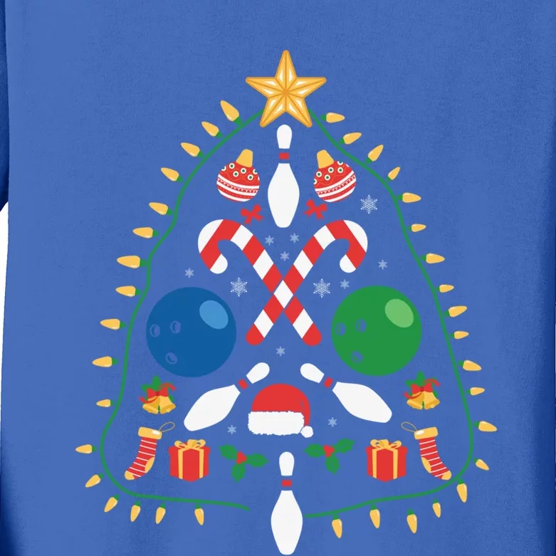 Cute Bowling Christmas Tree Lights Xmas Gift Gift Kids Long Sleeve Shirt