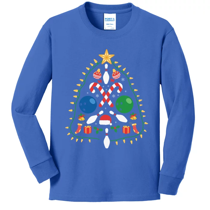 Cute Bowling Christmas Tree Lights Xmas Gift Gift Kids Long Sleeve Shirt