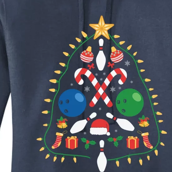 Cute Bowling Christmas Tree Lights Xmas Gift Gift Women's Pullover Hoodie