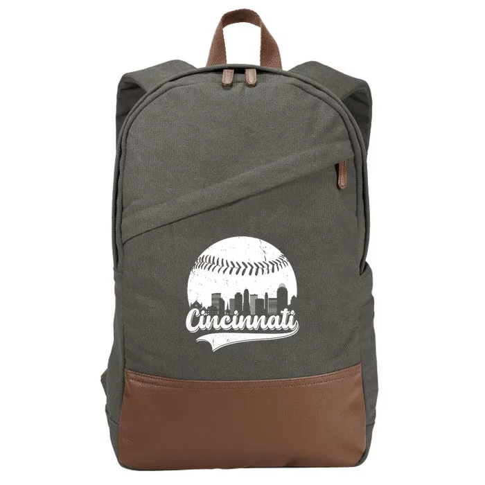 Cincinnati Baseball City Skyline Cotton Canvas Backpack