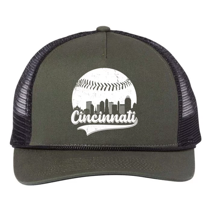 Cincinnati Baseball City Skyline Retro Rope Trucker Hat Cap